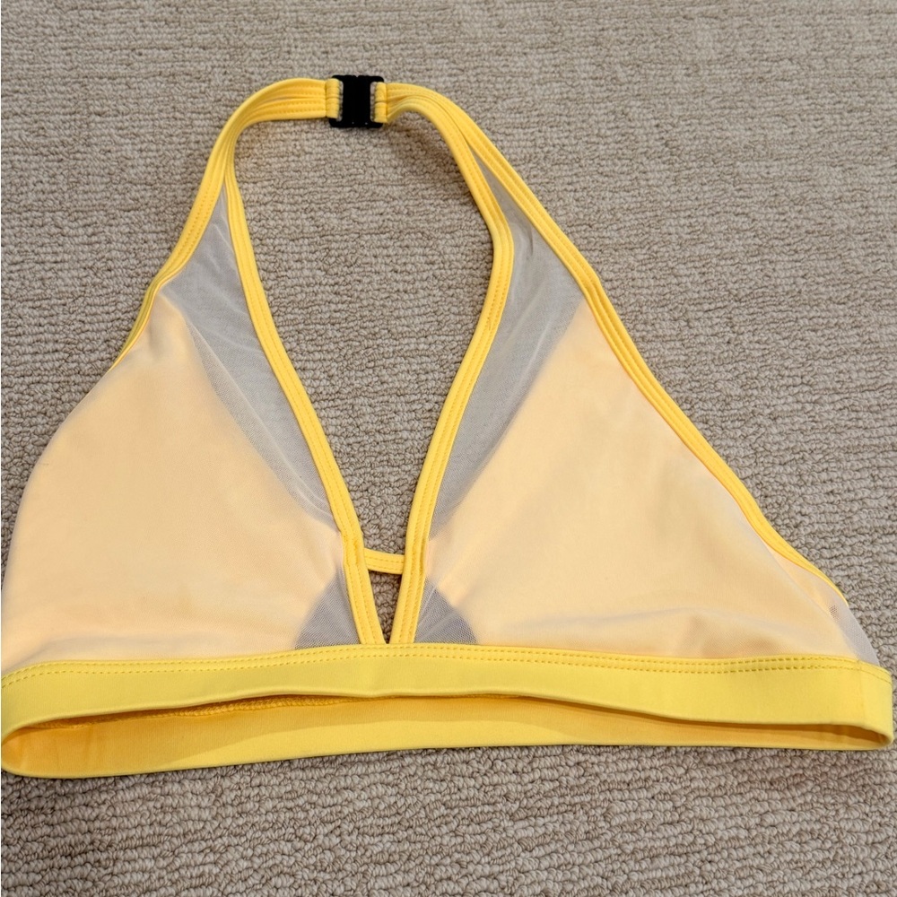 AM Tiger Friday - Vibrant Yellow and White sheer Sports Bra. Worn Once.